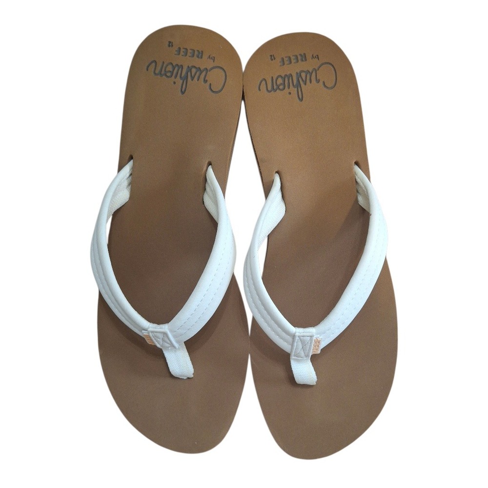 Reef Cushion Breeze Womens‎ Flip Flops White Tan Sandals Size 12 RF0A3ONL - Picture 2 of 5